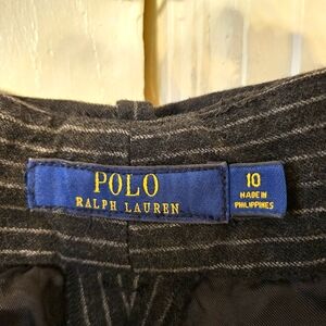 Polo Ralph Lauren, Charcoal Pinstripe Trousers, monochrome belt, Size 10